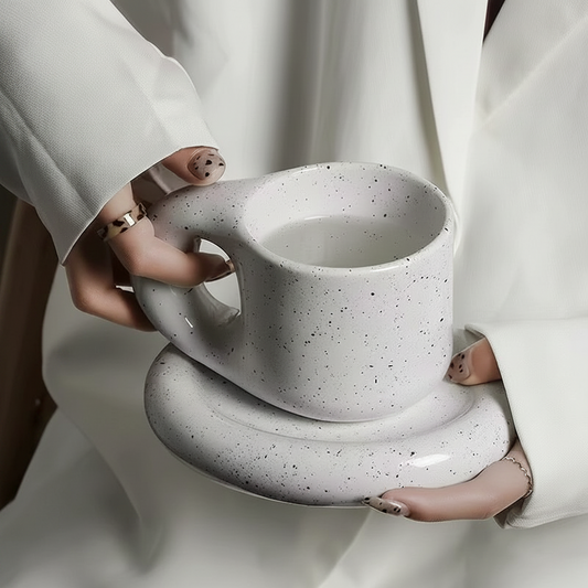 Chubby Keramiktasse mit Untertasse
