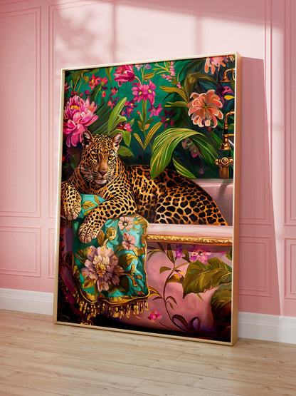 Maximalistischer Canvas-Print Leopard als Wanddeko