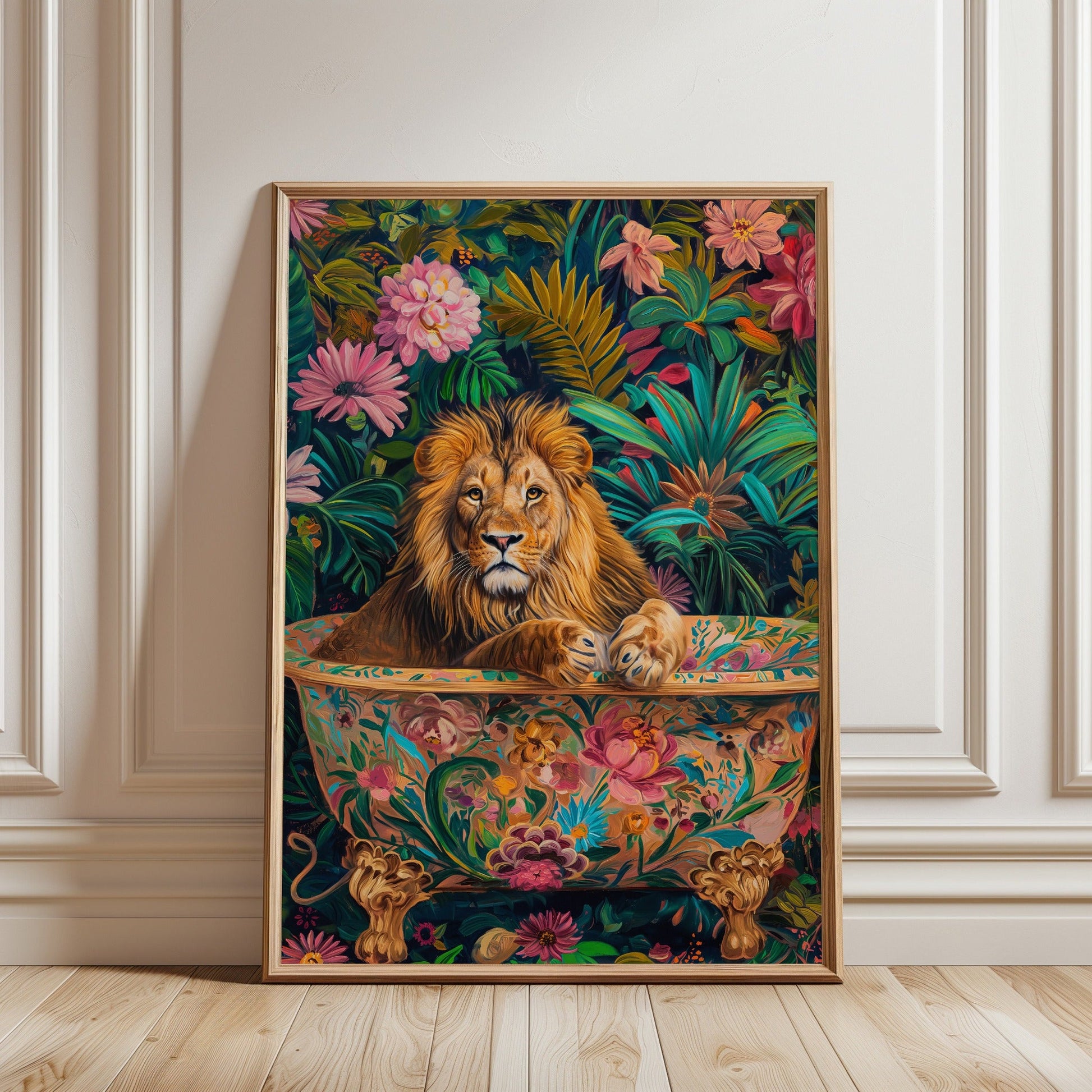 Maximalistischer Canvas-Print Löwe als Wanddeko