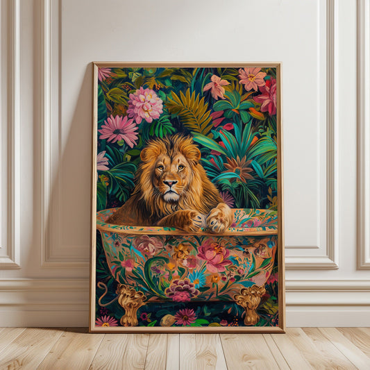 Maximalistischer Canvas-Print Löwe als Wanddeko