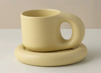 Chubby Keramiktasse mit Untertasse